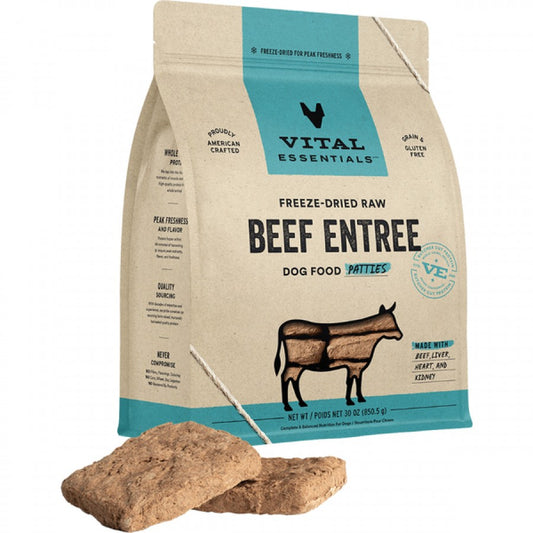 LocalID_71144 Vital Essentials - Freeze Dried Raw BEEF ENTREE Mini Patties Dog Food - 850.5GM (30oz)