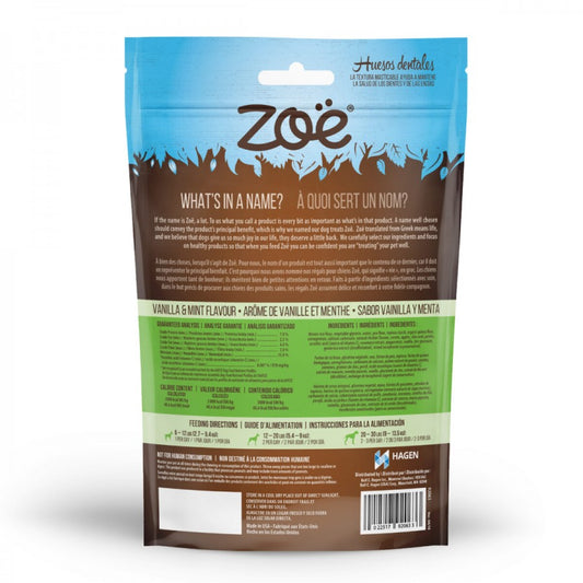 Zoë - Dog Dental Bones - VANILLA and MINT Flavour - MEDIUM - 5.4-9KG (12-20lb) - 243GM (8.5oz)