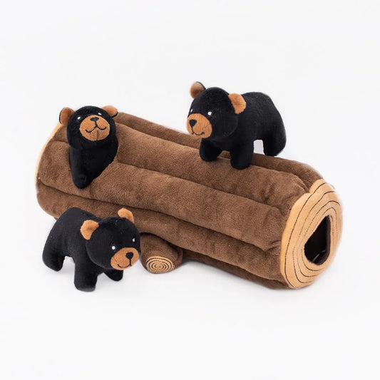 LocalID_70100 Zippy Paws - Burrow Squeaker Toy Burrow Black Bear Log Dog Toy - 33CM (13in)