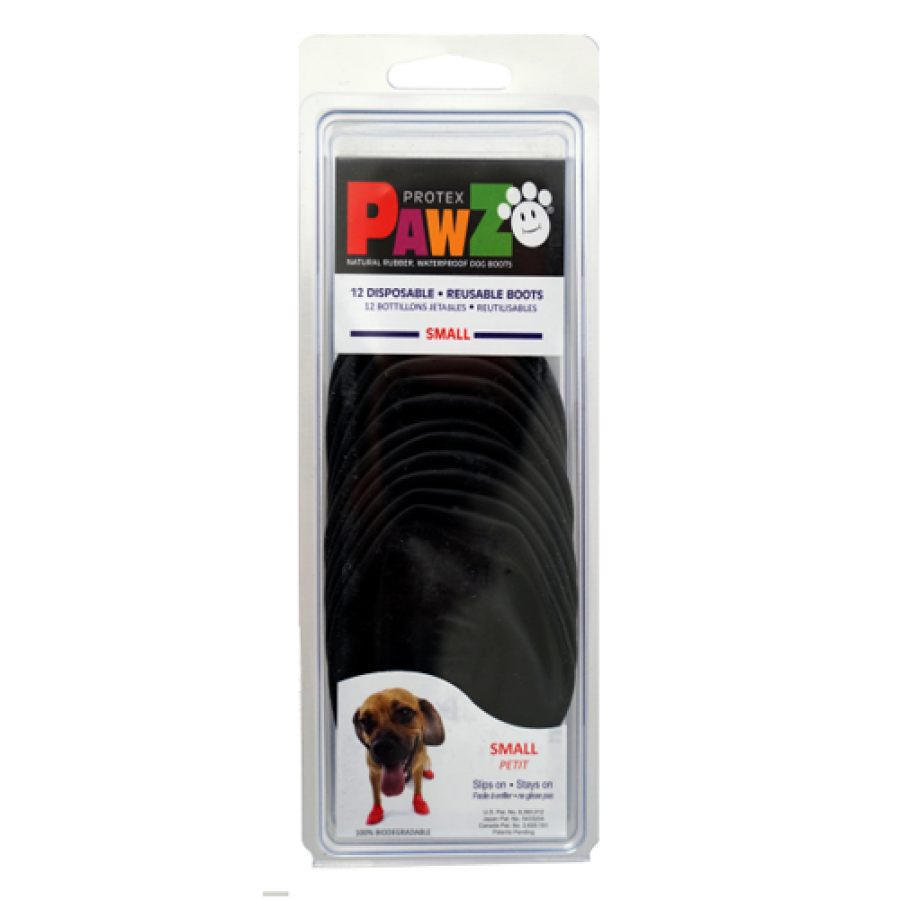 Pawz - Rubber Dog Boots - BLACK - SMALL - Up to 6.5CM (2.5in) - 12PK