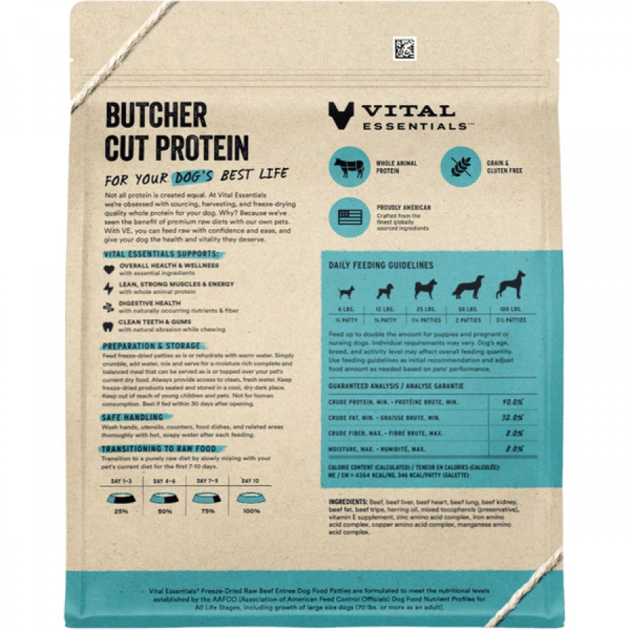 LocalID_71145 Vital Essentials - Freeze Dried Raw BEEF ENTREE Mini Patties Dog Food - 850.5GM (30oz)