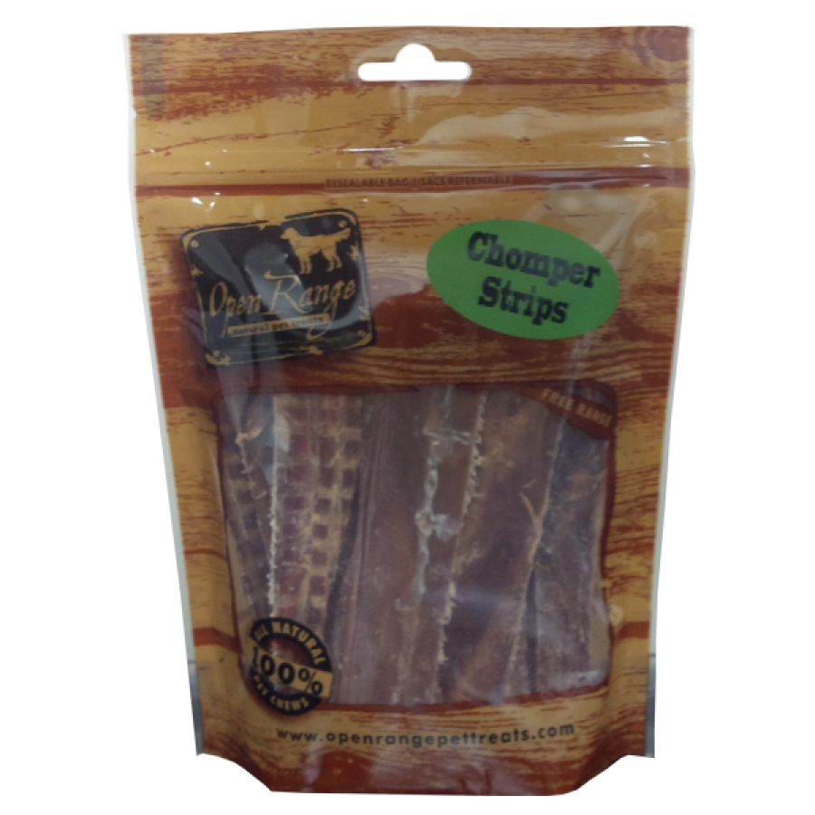 LocalID_46223 Open Range - Beef CHOMPER Esophagus Flat Strips Dog Chew -125GM (4.4oz)