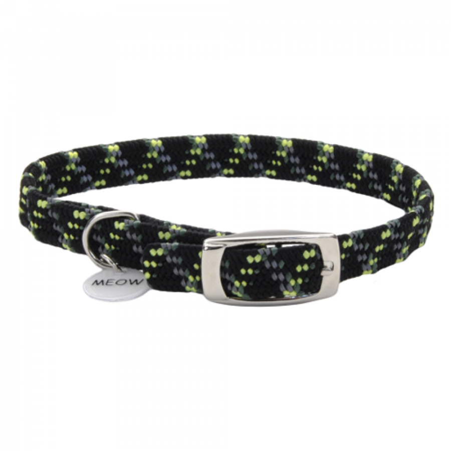*DISC* Coastal - ElastaCat Reflective Cat Collar - BLACK GREEN - 1 x 25.4CM (3/8x10in)