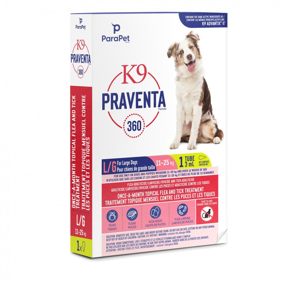 LocalID_71257 Parapet - K9 Praventa 360 Flea & Tick Treatment - LARGE Dogs 11 to 25KG - 1 Tube