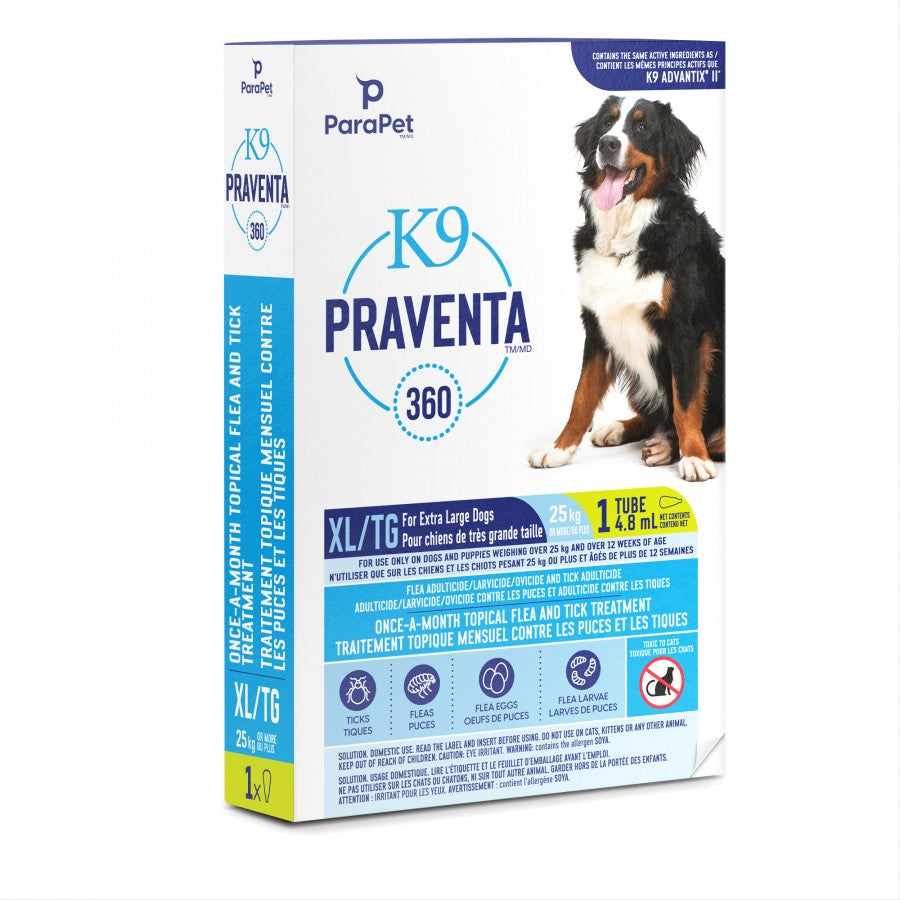 LocalID_71263 Parapet - K9 Praventa 360 Flea & Tick Treatment - XLARGE Dogs over 25KG - 1 Tube