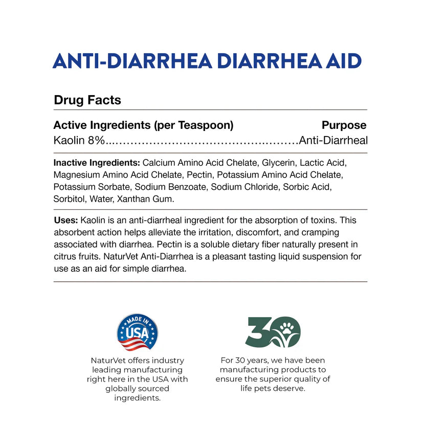 LocalID_68534 NaturVet - Anti Diarrhea for Dogs & Cats - 236ML (8oz)