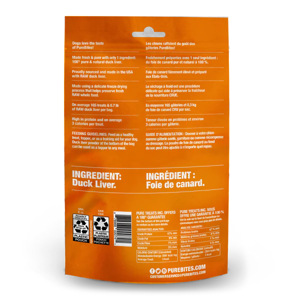 LocalID_68748 Pure Bites - Freeze Dried DUCK Dog Treat - 74GM (2.6oz)