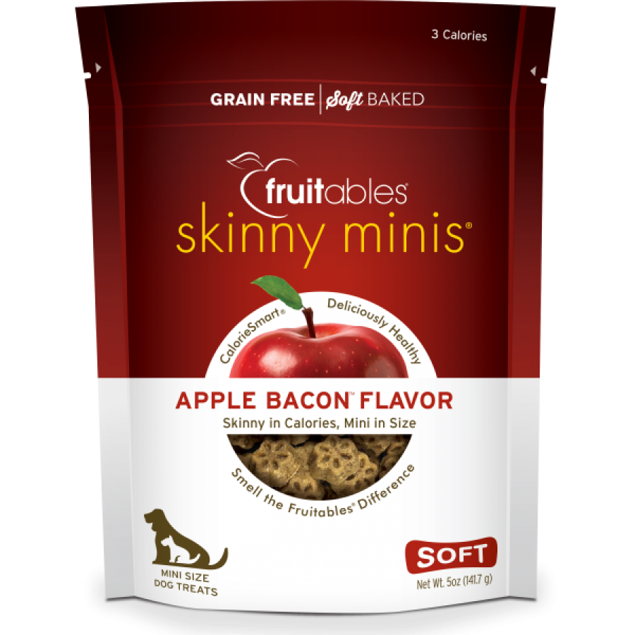 Fruitables - Skinny Minis APPLE BACON Chewy Dog Treats - 141GM (5oz)