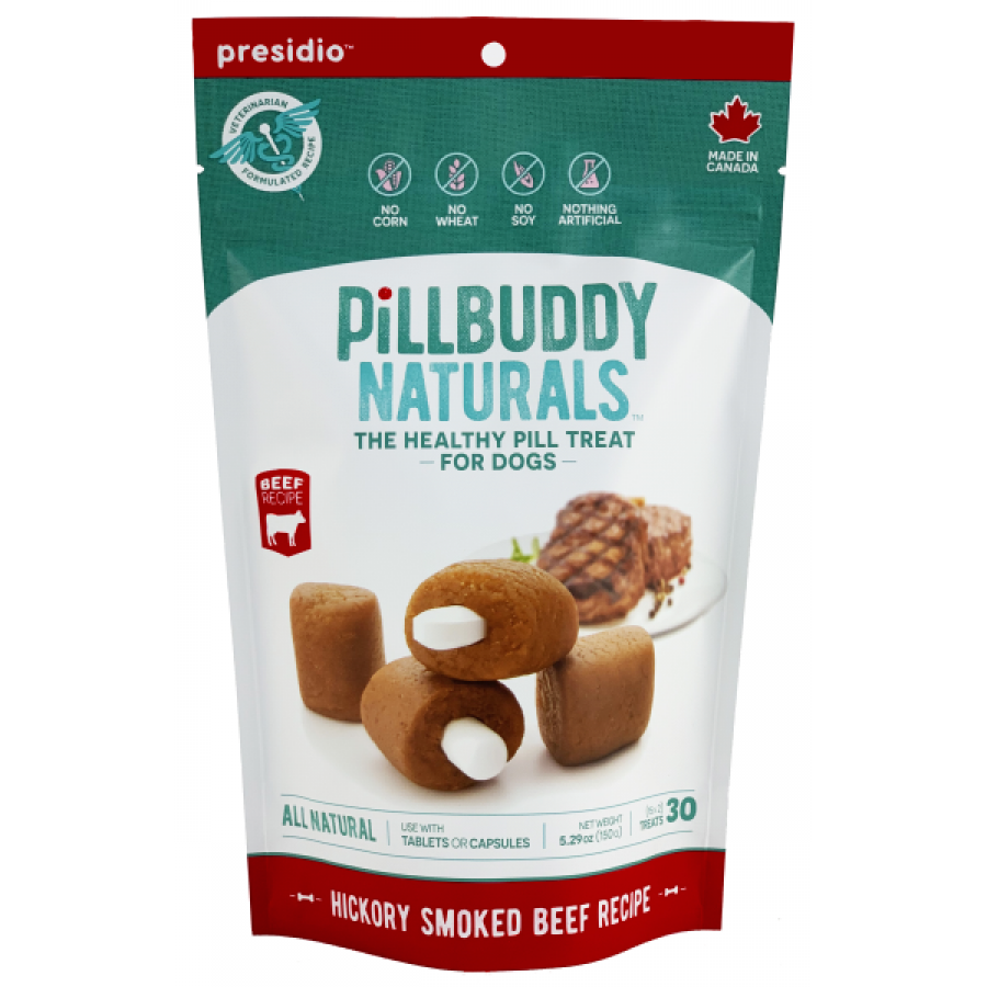 *S.O. - Up to 2 Week Wait* Presidio - Pill Buddy Naturals HICKORY SMOKED BEEF Dog Treat - 150GM (5.29oz) - 30CT