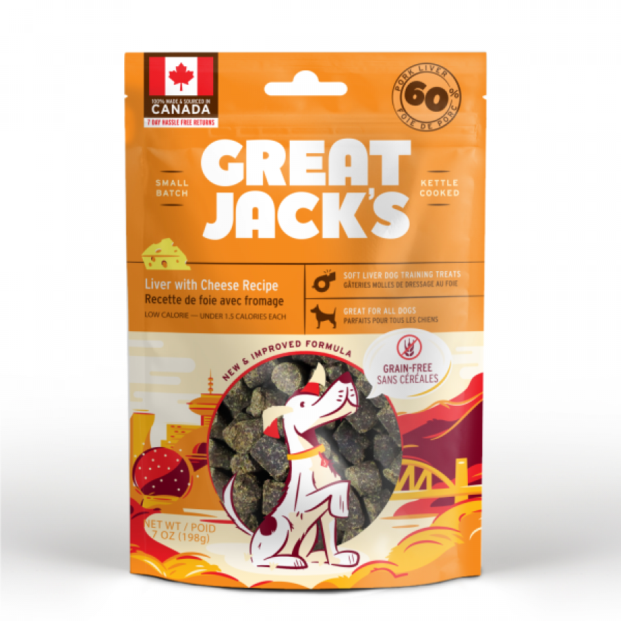 LocalID_70821 Canadian Jerky - Great Jack's GF PORK LIVER & CHEESE Dog Treats - 198GM (7oz)