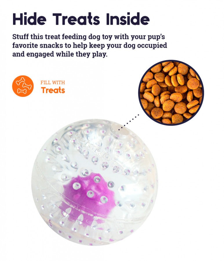 *DISC* Petstages - Nubbiez Treat and Squeak Ball Dog Toy - PURPLE - LARGE - 9CM (3.5in)