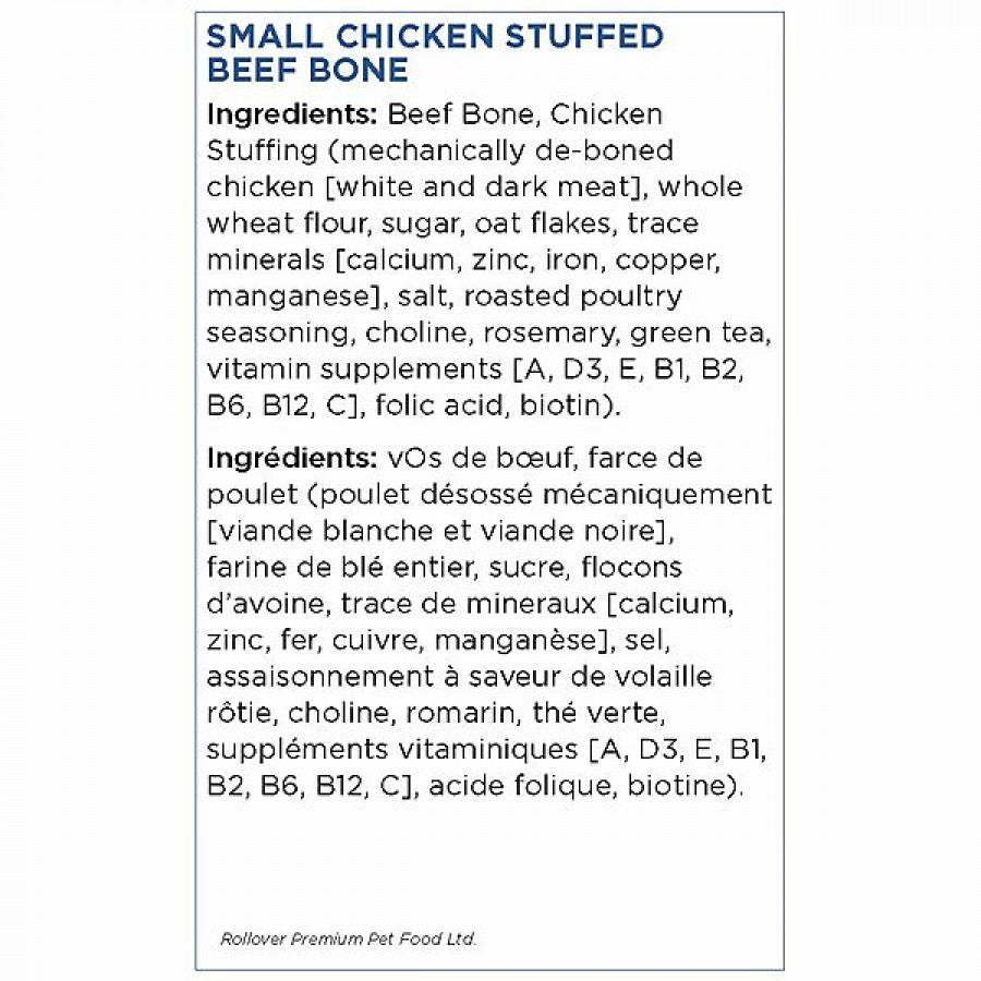 Rollover - Stuffed Bone CHICKEN Dog Chew - SMALL - 10-15CM (4-6in)
