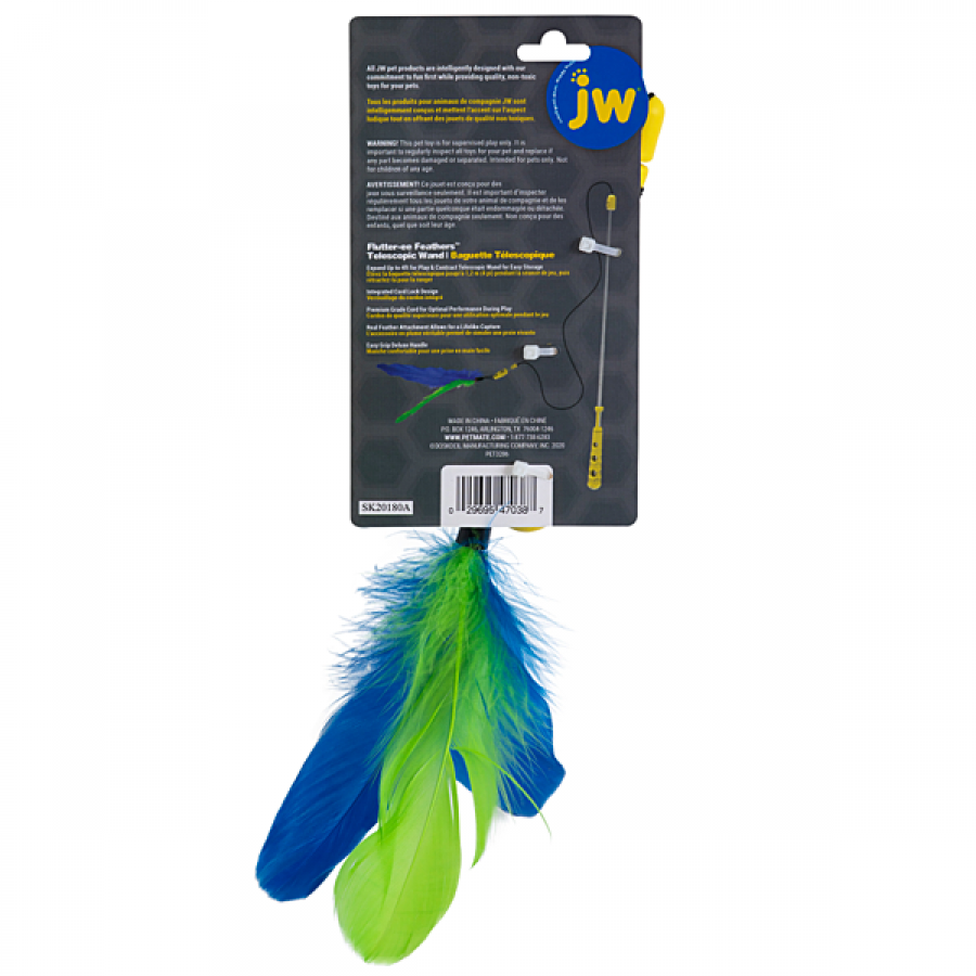 *DISC* JW Pets - Telescopic Flutter-ee Feather Wand Cat Toy - 122CM (4ft)