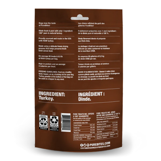 LocalID_68768 Pure Bites - Freeze Dried TURKEY Dog Treat - 70GM (2.47oz)