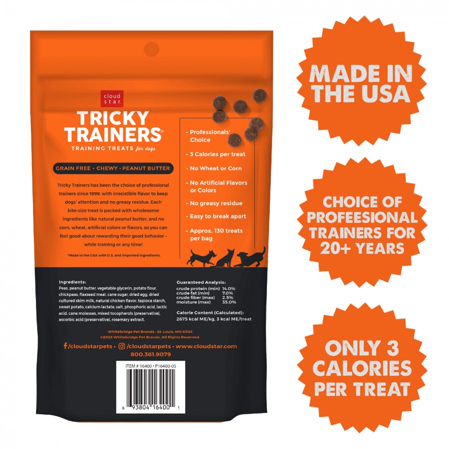 Cloud Star - Tricky Trainers Chewy GF PEANUT BUTTER Dog Treat - 340GM (12oz)