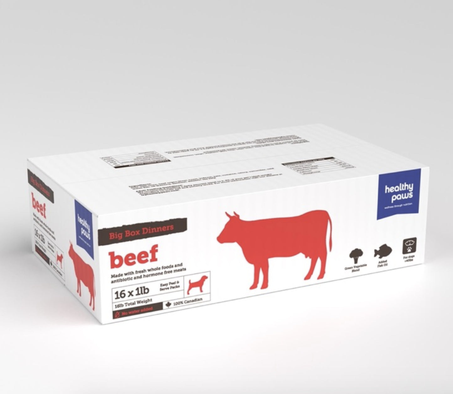 *S.O. - Up to 2 Week Wait* Healthy Paws - Frozen - Big Box Dinner BEEF Dog Food - 16LB