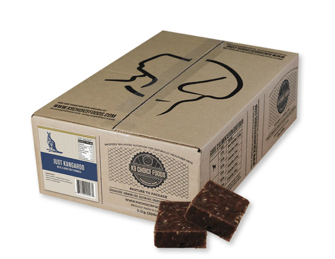 *S.O. - Up to 2 Week Wait* K9 Choice - Frozen - Just KANGAROO Meat & Bone Dog Food - 9.1KG (20lb)