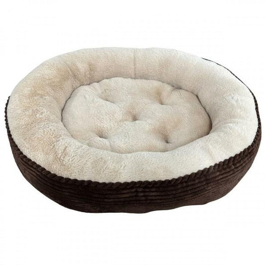 LocalID_70725 Ethical Pets - SleepZone Luxe RoundRib Corduroy Dog Bed - CHOCOLATE