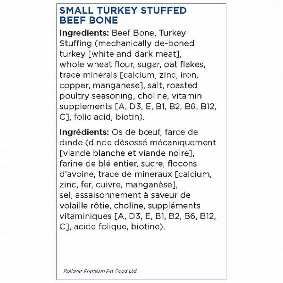 LocalID_68956 Rollover - Stuffed Bone TURKEY Dog Chew - SMALL - 10-15CM (4-6in)