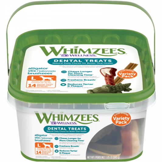 *S.O. - Up to 2 Week Wait* Whimzees - VARIETY PACK Dental Chew - LARGE - 840GM (1.85lb) - 14PK