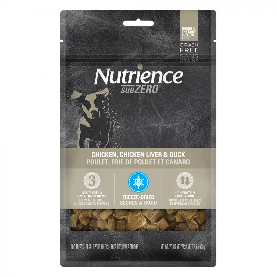 Nutrience - Grain Free Subzero Freeze-Dried Multi Protein Dog Treats - CHICKEN, CHICKEN LIVER, and DUCK - 70GM (2.5oz)