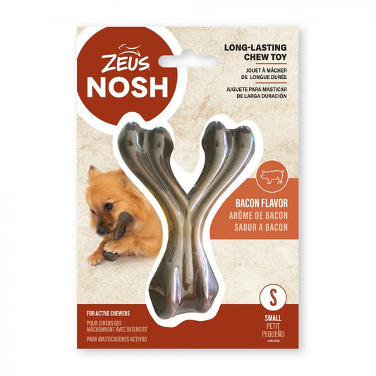 Zeus - NOSH Strong Wishbone Dog Chew Toy - BACON Flavour - SMALL - 11CM (4.5in)