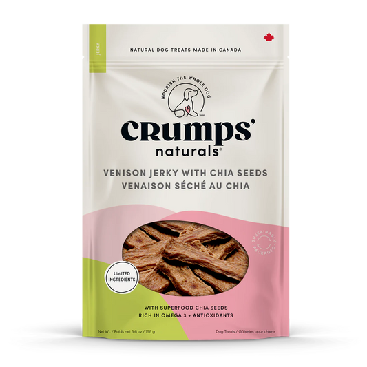 LocalID_70665 Crumps' Naturals - VENISON Jerky with CHIA SEEDS Dog Treat - 158GM (5.6oz)