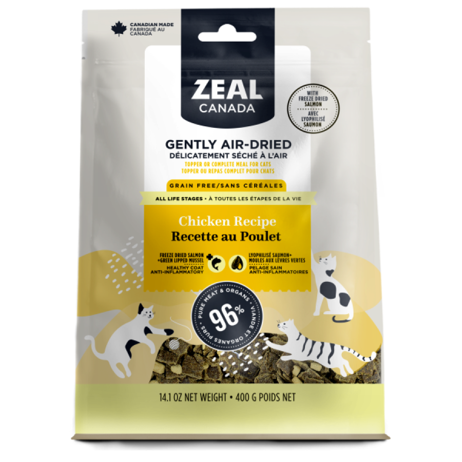 *S.O. - Up to 3 Week Wait* Zeal CND - GF Air-Dried CHICKEN w/FD SALMON Bits Cat Food - 400GM (14.1oz)