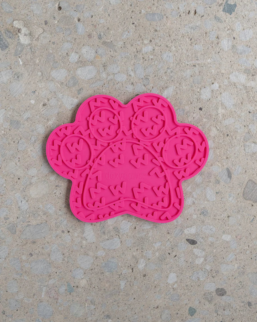 LocalID_65955 Dexypaws - Dog Lick Mat - PINK PAW - 20.5 x 19 x 1CM (8x7.5x.5in)