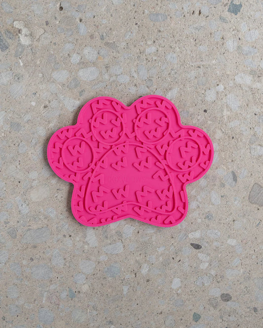 LocalID_65955 Dexypaws - Dog Lick Mat - PINK PAW - 20.5 x 19 x 1CM (8x7.5x.5in)