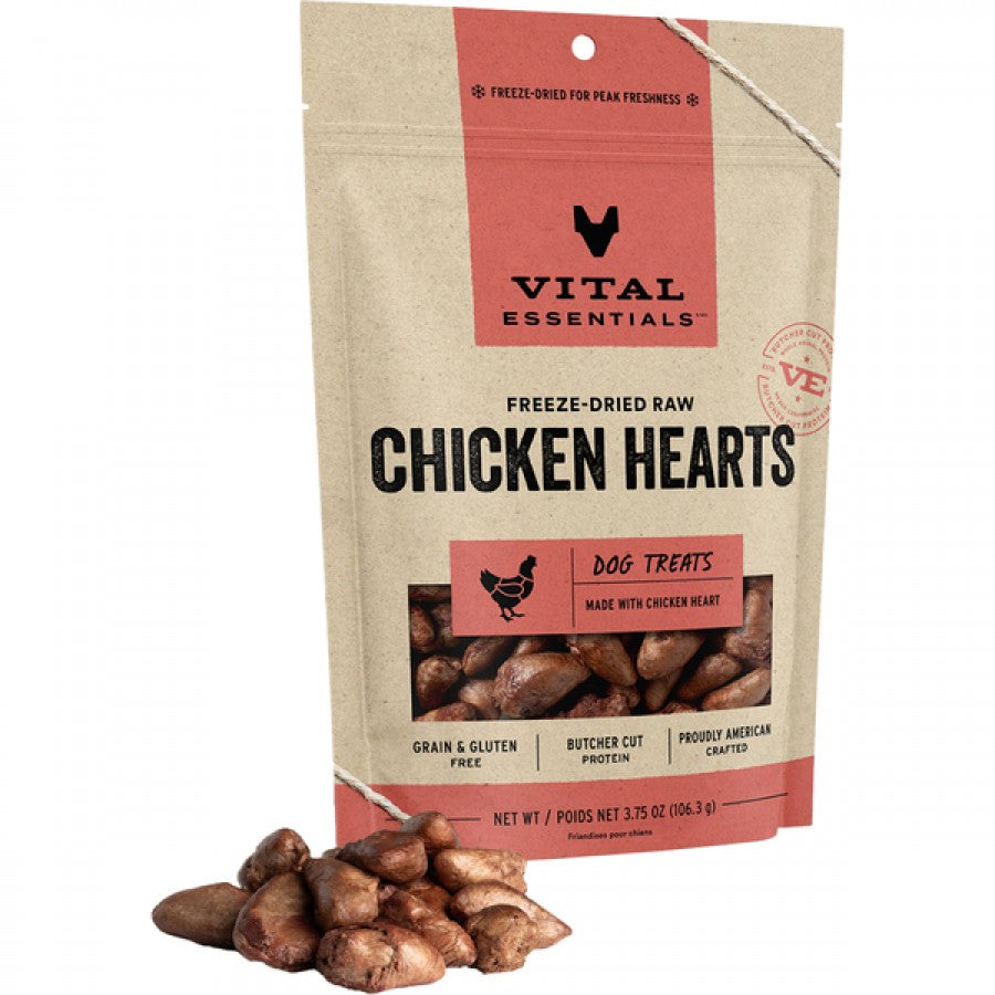 Vital Essentials - FD Chicken Hearts Dog Treat - 106.3GM (3.75oz)