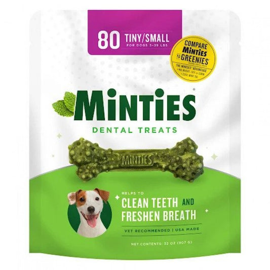 VetIQ - Minties Maximum MINT DENTAL Bones Dog Treat - TNY/SM - 907GM (32oz) - 80CT