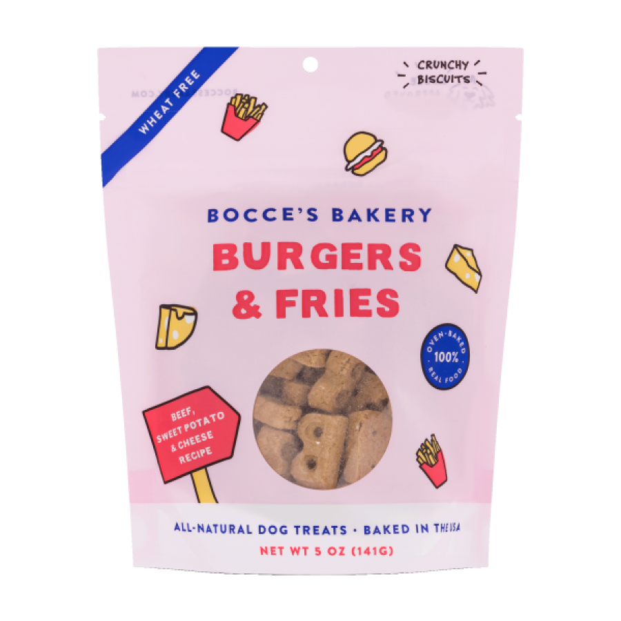 Bocce's Bakery - Crunchy Biscuits BURGERS and FRIES Dog Treat - 141GM (5oz)