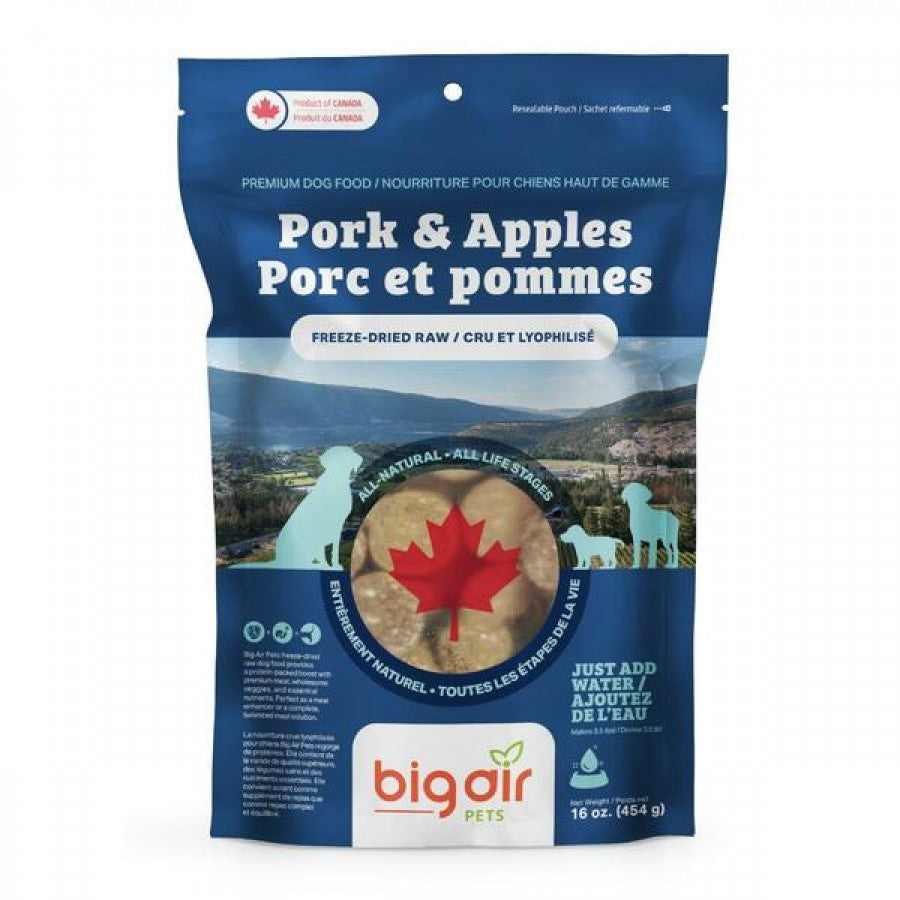 LocalID_70746 Big Air Pets - Freeze Dried Raw PORK & APPLES Dog Food - 454GM (16oz)