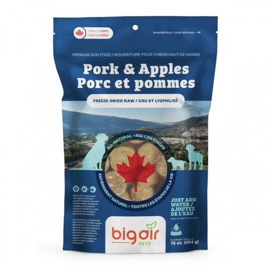 LocalID_70746 Big Air Pets - Freeze Dried Raw PORK & APPLES Dog Food - 454GM (16oz)