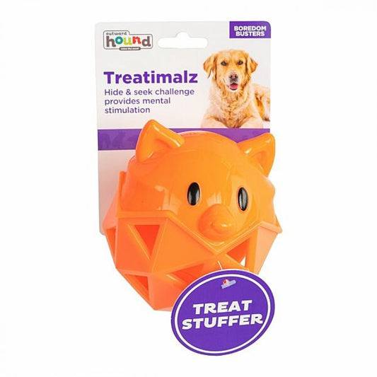 Outward Hound - Treatimalz Fox Treat Dog Toy - ORANGE - 10CM (4in)