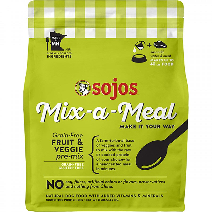 *S.O. - Up to 2 Week Wait* Sojos - FD Grain-Free Fruit & Veggie Pre-Mix Dog Food - 3.63KG (8lb)