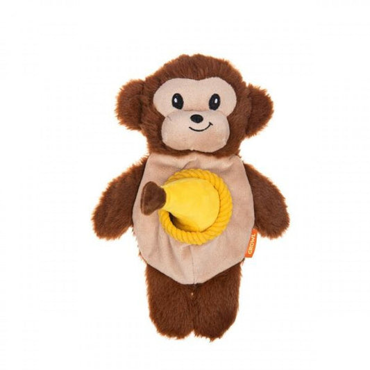 LocalID_69389 Growl - Snackerz Monkey Dog Toy - BROWN - 25CM (9.7in)