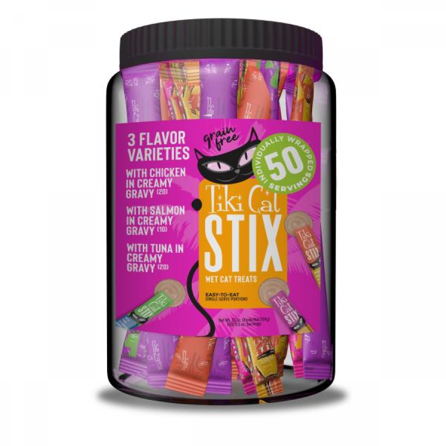 *S.O. - Up to 3 Week Wait* Tiki Cat - Stix Wet Treats Variety Mega Jar Cat Treat - 50PK