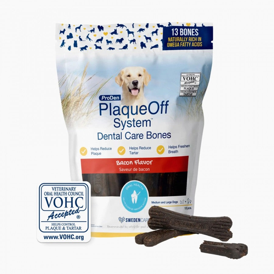 Plaque Off - Dental Care Bones - BACON - 482GM (17oz)