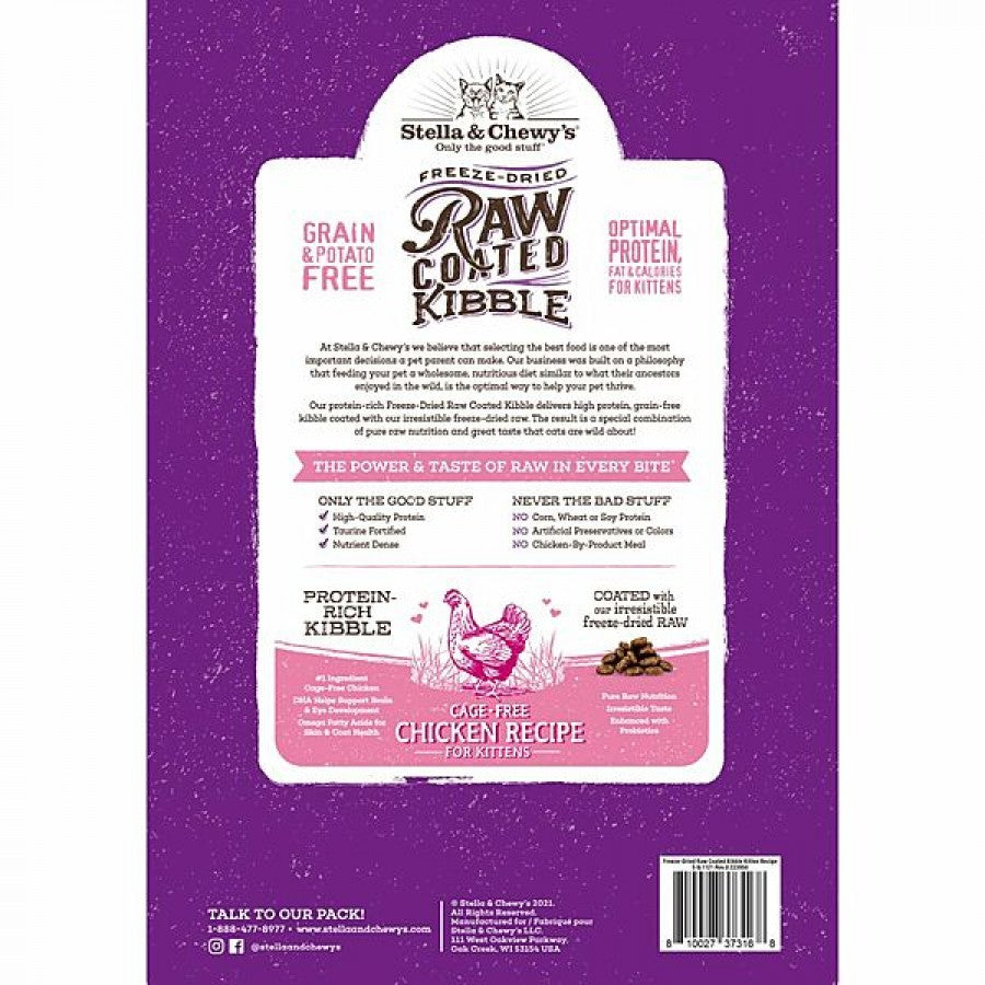 *S.O. - Up to 2 Week Wait* Stella and Chewy's - Raw Coated CHICKEN Dry Kitten Food - 2.2KG (5lb)