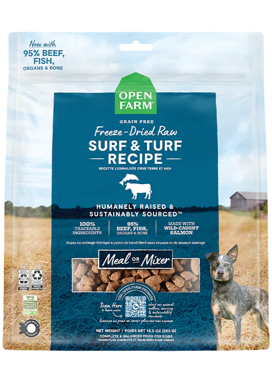 *S.O. - Up to 3 Week Wait* Open Farm - Freeze Dried Raw SURF & TURF Morsels Dog Food - (3.5oz)