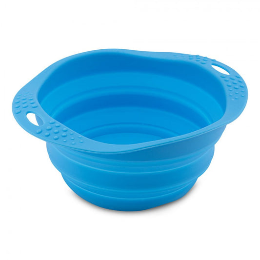 Beco Pets - Silicone Travel Bowl - BLUE - MEDIUM - 0.75L