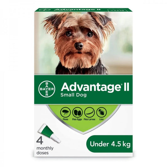 Bayer - K9 Advantage® II Small Dog Once-A-Month Topical Flea Treatment - Under 4.5KG - 4 Doses