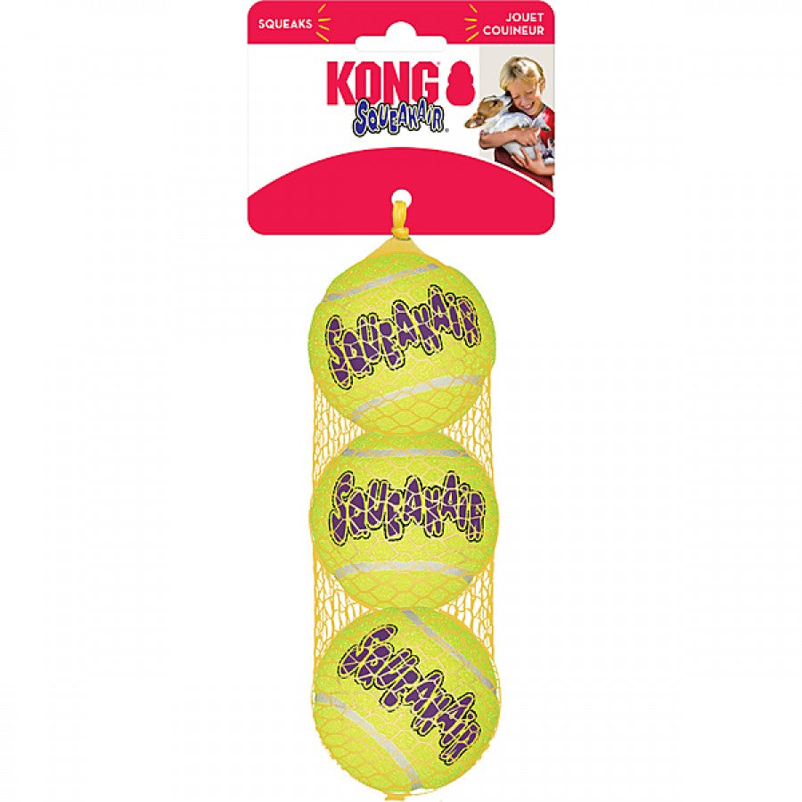 LocalID_69748 KONG - AirDog Squeaker Tennis Ball Dog Toy - MEDIUM - 7CM (3in) - 3PK