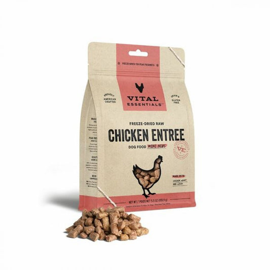 LocalID_64443 Vital Essentials - Freeze Dried Raw CHICKEN ENTREE Mini Nibs Dog Food - 155.9GM (5.5oz)