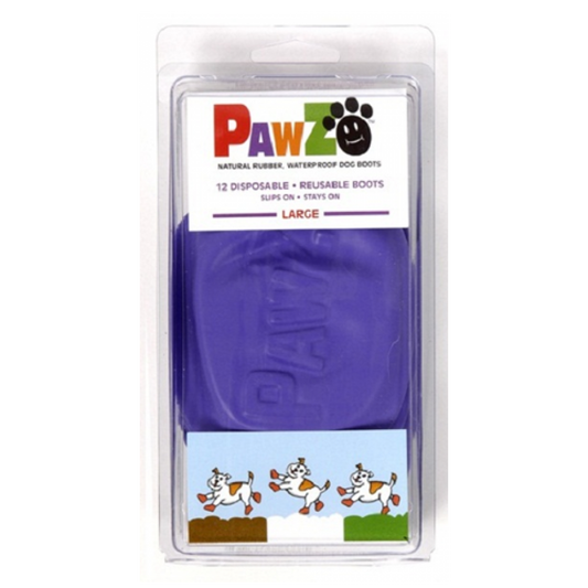 Pawz - Rubber Dog Boots - PURPLE - LARGE - Up to 10CM (4in) - 12PK