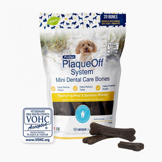 LocalID_69611 ProDen - PlaqueOff Dental Care Bones PB & BANANA Dog Chew - MINI - 340GM