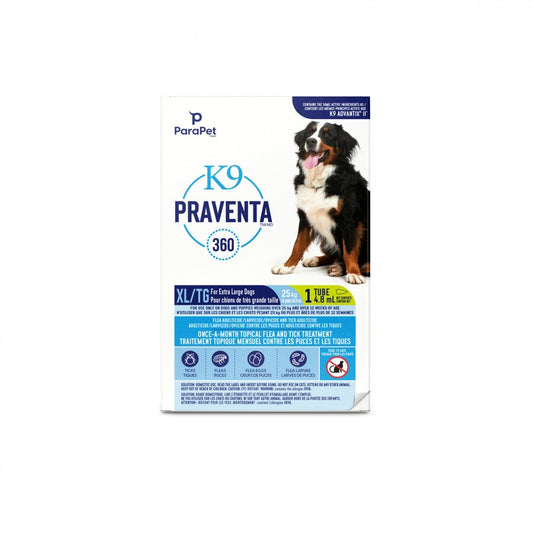 LocalID_71261 Parapet - K9 Praventa 360 Flea & Tick Treatment - XLARGE Dogs over 25KG - 1 Tube