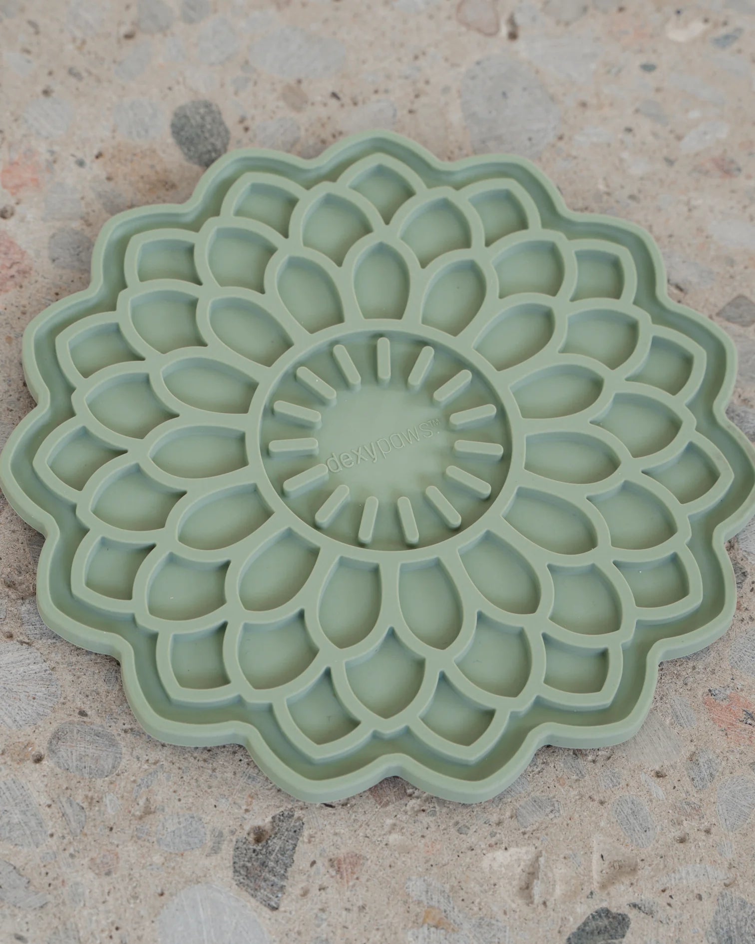 LocalID_70767 Dexypaws - Dog Enrichment Lick Mat Blooming Blossom - SAGE GREEN - 19.5CM (8in)